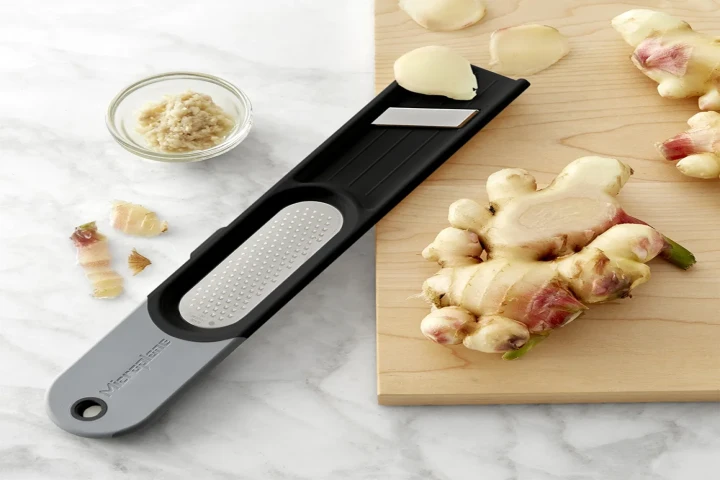 Peel ginger with microplane