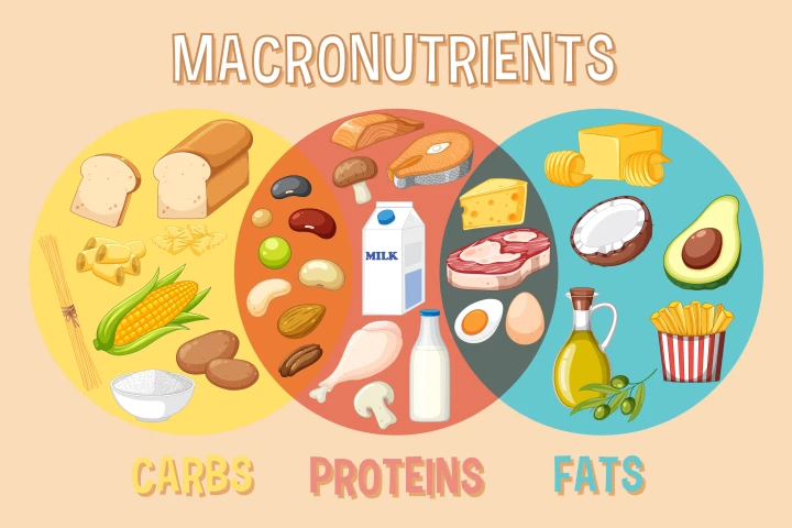 Infographics explaining calorie deficit, metabolism, and macronutrients